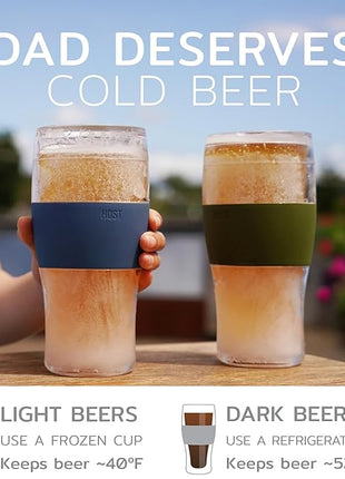 Host Freeze Best Dad Ever Insulated Glass Tumbler for Cold Drinks, Freezable Gifts for Dad, Double Wall Insulated Beer Glass for Chilled Lager, IPA, Ale & Iced Coffee, 16 oz, Set of 1