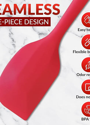 MASUS Silicone Spatula Set 4 Pc Rubber Spatulas With a Turner For Nonstick Pans – Rubber Spatula Set Heat Resistant 600°F For Baking- Cooking plastic spatula, BPA-Free, Dishwasher Safe