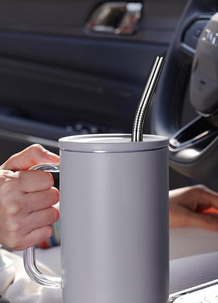 Tomorotec 11 Inch Stainless Steel Reusable Drinking Straws 14PCS & 2 Cleaning Brushes Set with Curved & Straight Designs, Compatible with 30oz Stanley Tumblers, Dishwasher Safe, BPA-Free (Black)