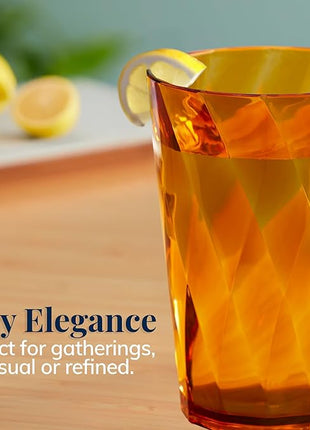 US Acrylic Optix Mini Plastic Reusable Drinking Glasses (Set of 8) 8oz Juice Cups in Jewel Tone Colors | BPA-Free Tumblers, Made in USA | Top-Rack Dishwasher Safe