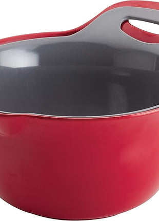 Rachael Ray Tools and Gadgets Nesting / Stackable Mixing Bowl Set with Pour Spouts and Handle - 4 and 5 Quarts, Red and Gray