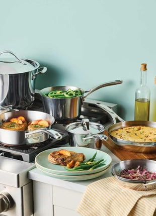 Anolon Nouvelle Stainless Steel Cookware Pots and Pans Set, 10 Piece