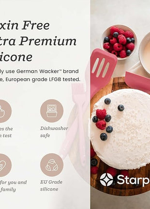 Starpack 'Flip & Whip' Premium Silicone Baking Utensils Set (5 Pcs) - Cooking Utensils with Heat Resistant to 600°F - Large & Small Spatulas, Whisk & Basting - Brush Baking Tool Set