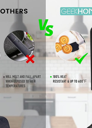 Silicone Spatula Turner, GEEKHOM Mini Silicone Cookie Spatula for Nonstick Cookware,600°F Heat Resistant Flexible Small Kitchen Turner, Cooking Utensils Non Scratch Flipper for Burger, Egg, Baking