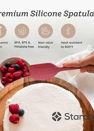 Starpack 'Scrape & Stir' Silicone Spatula (8 Inch) - Heat Resistant Spatulas Set 600°F - Food Grade Kitchen Spatulas - Nonstick Baking and Cooking Spatula - LFGB Grade Rubber Utensil Set