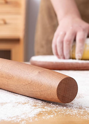 AISOSO French Rolling Pin, 15.75 Inches Wood Rolling Pins for Baking, Extra Long Classic Wooden Dough Roller for Fondant Pizza Pie Crust Cookie Pastry, Kitchen Baking Essentials, Brown