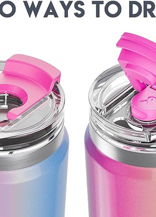 Meoky 32 oz Tumbler with Handle, Insulated Tumbler with Lid and Straw, Stainless Steel Travel Mug, 100% Leak Proof, Keeps Cold for 24 Hours or Hot for 8 Hours, Fits in Car Cup Holder (Carnival)