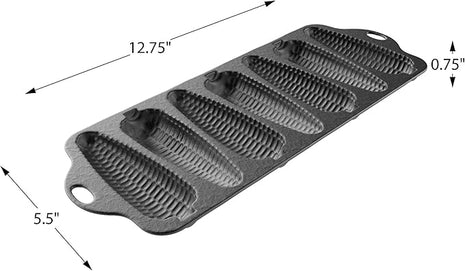 Cast Iron Cornbread Pan-Pre-Seasoned Bakeware with 7 Corncob Sticks-Compatible with Oven, Stovetop, Induction, Grill, and Campfires by Classic Cuisine,