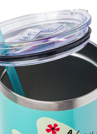 Silver Buffalo Disney Lilo and Stitch Aloha No Bad Days Chillin’ Stainless Steel Tumbler with Handle and Straw, Fits in Standard Cup Holder, 40 Ounces