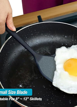 Silicone Spatula Turner Set, High Heat Resistant Spatulas with Seamless One Piece Design, Nonstick Rubber Flippers Utensils for Baking & Cooking,BPA-Free, Black,11 IN