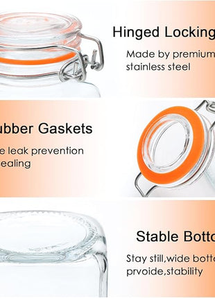 Encheng 4 oz Glass Jars With Airtight Lids And Leak Proof Rubber Gasket,Small Mason Jars With Hinged Lids For Kitchen, Mini Spice Jars With Twine And Tags Labeling 30 Pack