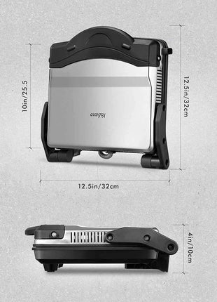 Panini Press Grill, Yabano Gourmet Sandwich Maker Non-Stick Coated Plates 11" x 9.8", Opens 180 Degrees to Fit Any Type or Size of Food, Stainless Steel Surface and Removable Drip Tray, 4 Slice