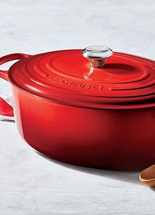 Le Creuset Enameled Cast Iron Signature Oval Dutch Oven, 5 qt, Cerise