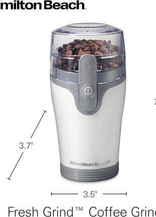Hamilton Beach Fresh Grind Electric Coffee Grinder for Beans, Spices and More, Stainless Steel Blades, Removable Chamber, Makes up to 12 Cups, White