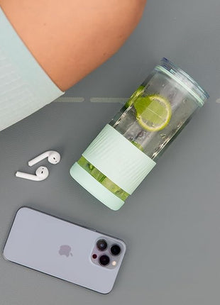 Pandaloo® Glass Cups With Lids and Straws -20 Fl Oz- Perfect Size Iced Coffee Cup - Smoothie Cup With Bamboo Lid and On the go Lid - Glass Tumbler (2 Count (Pack of 1), Lilac-Pink)