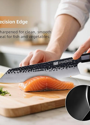 FINDKING Dynasty Series Japanese Kiritsuke Knife, Multi-Purpose Gyuto Chef knife, 9Cr18MoV High Carbon Steel Blade, African Rosewood Octagonal Handle, for Meat, Fruits, Vegetables,9 Inches