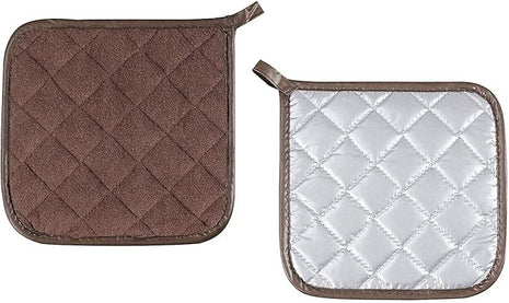 Joyhalo 4 Pack Pot Holders for Kitchen,Cotton Oven Holder with Great Heat Resistance,Non Slip Hot Pads for Kitchen Clearance,Brown