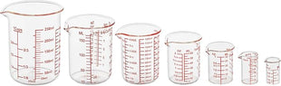 Ackers 7-Piece Glass Measuring Cup Set, Borosilicate Beaker Style Nesting Liquid Measuring Cups