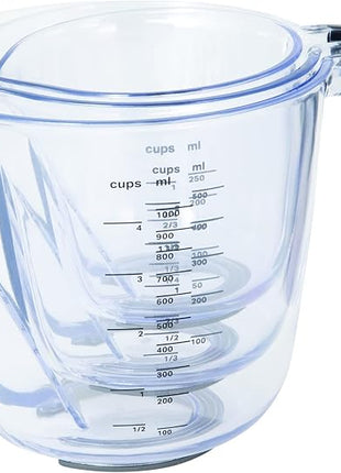 KitchenAid Universal Easy View Angled Measuring Cups, Set Of 3, Clear with Black Handles