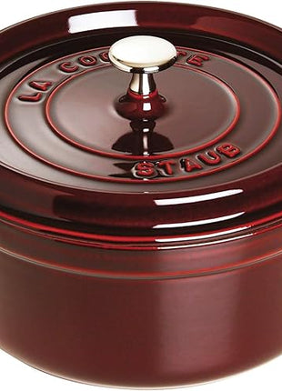 Staub Cast Iron Round Dutch Oven, Made in France, Grenadine, 4-qt, Serves 4-6 people