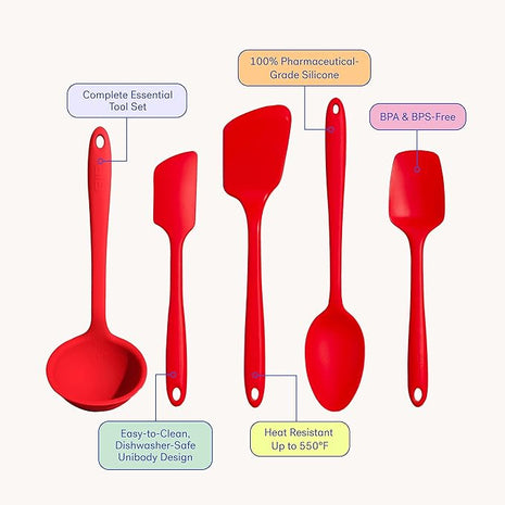 GIR: Get It Right 5 Piece Silicone Ultimate Kitchen Utensils Set - Ladle, Spatula, Flip, Spoon & Spoonula - Non-Toxic Cooking Utensils for Nonstick Cookware, Cooking and Baking - Studio White