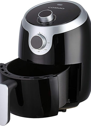COSMO COS-23AFAKB 2.3 Quart Electric Small Air Fryer with Temperature Control, Timer, Auto Shut-Off, Non-Stick Frying Tray, 1000W Compact Mini Air Fryer (2.3 Quarts, Stainless Steel/Black)