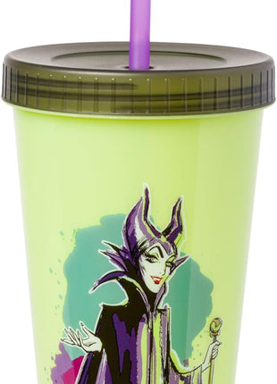 Silver Buffalo Disney Villains 4 pack Color Change Plastic Tumbler Featuring The Evil Queen, Cruella De Vil, Ursula, and Maleficent, 24 Ounces