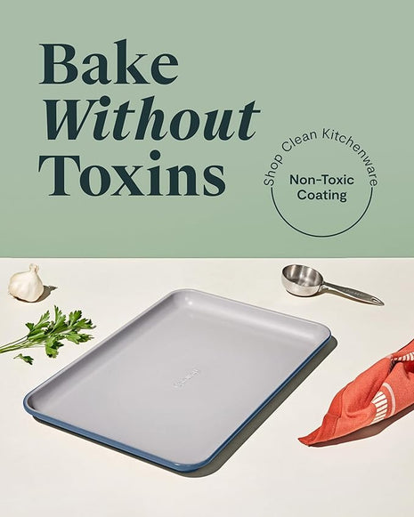 Caraway Non-Stick Ceramic Baking Sheet - Naturally Slick Ceramic Coating - Non-Toxic, PTFE & PFOA Free - Perfect for Baking, Roasting, and More - Medium (15" x 10") - Slate