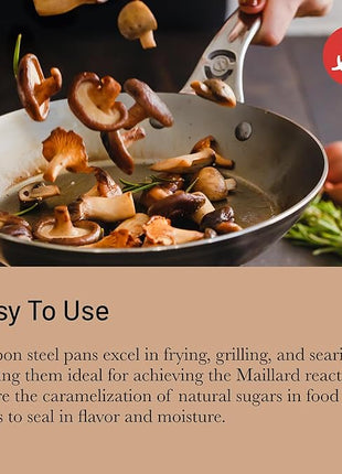 De Buyer MINERAL B Pro Carbon Steel Fry Pan - 8” Diameter, 5.5” Cooking Surface - Ideal for Searing, Sauteing & Reheating - Made in France