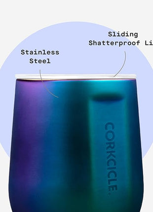 Corkcicle Stemless Wine Tumbler - Keeps Drinks Cold for 6 Hours - Triple-Insulated Stainless Steel - Non-Slip Base - Summer Drinkware Gift - Keeps Drinks Ice Cold - 12 oz - Dragonfly