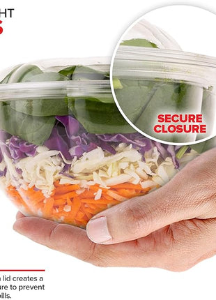 Stock Your Home 32oz Clear Plastic Salad Bowls with Lids Disposable (50 Pack) Medium Takeout Container with Snap on Lid for Fruit Salads, Quinoa, Lunch and Meal Prep, Acai Bowl, To-Go Party Containers