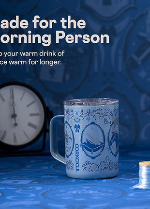 Corkcicle Classic Coffee Mug - Triple Insulated Stainless Steel for Travel - Shatter-Proof Lid - Keeps Drink Hot Over 3 Hours - Holiday Mug Gift - 16 oz - Princess Cinderella