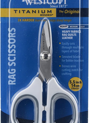 Westcott 5.5" Rag Snips, Crafting, Quilting & Sewing Scissors for Fabric Cutting with Titanium-Bonded Blades