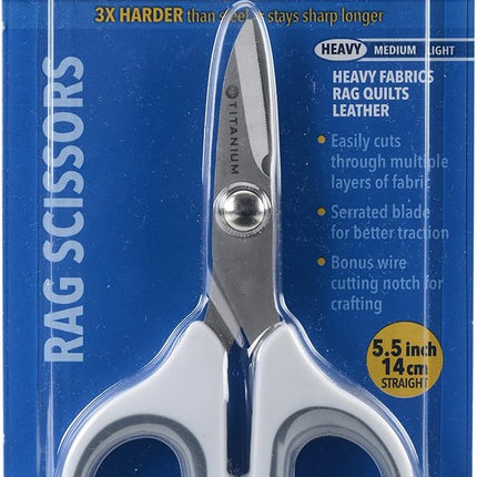 Westcott 5.5" Rag Snips, Crafting, Quilting & Sewing Scissors for Fabric Cutting with Titanium-Bonded Blades