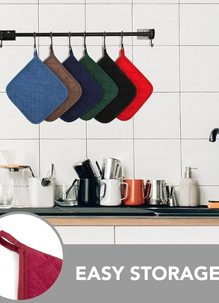 Joyhalo 4 Pack Pot Holders for Kitchen,Cotton Oven Holder with Great Heat Resistance,Non Slip Hot Pads for Kitchen Clearance,Dark Red