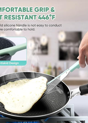 Nonstick Fish Spatula,Maywe Tanso Thin Slotted Spatulas Turner Silicone Fish Spatulas for Nonstick Cookware,High Heat Resistant BPA Free Cooking Utensils,Ideal for Fish,Eggs,Pancakes