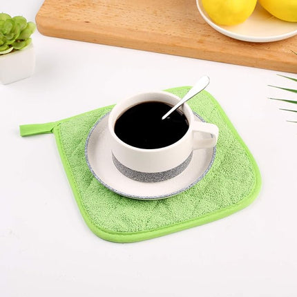 100% Cotton Kitchen Everyday Basic Terry Pot Holder Heat Resistant Coaster Potholder for Cooking and Baking Set of 5 Apple Green