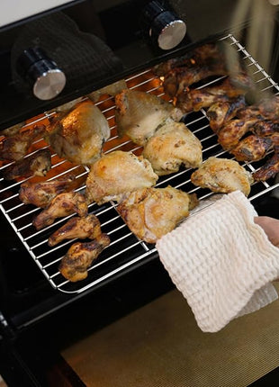 P&P CHEF Baking Cooling Rack Set for Cooking Roasting, 4-Piece Stainless Steel Wire Racks for Oven Use, Healthy & Dishwasher Safe, Rectangle, 8.6 + 9.7+ 11.6 + 15.3 Inch