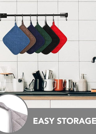 Joyhalo 6 Pack Pot Holders for Kitchen,Cotton Oven Holder with Great Heat Resistance,Non Slip Hot Pads for Kitchen Clearance,Grey