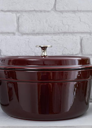 Staub Cast Iron Round Dutch Oven, Made in France, Grenadine, 4-qt, Serves 4-6 people