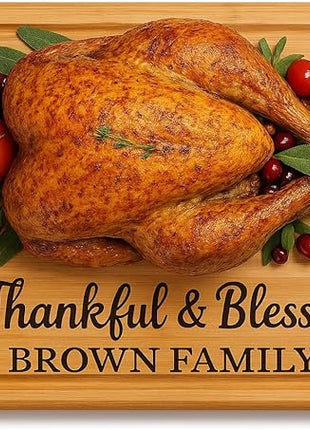 Personalized Turkey Platter for Thanksgiving - Custom Engraved Bamboo Cutting Board, and Charcuterie Board - Unique Wedding Gift, Bridal Shower, Engagement, Anniversary, Housewarming, Christmas Gifts