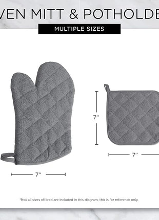 DII Basic Terry Collection 100% Cotton Quilted, Oven Mitt, Brown, 2 Piece