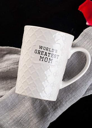 Ynsfree-World's Greatest Mom-16 OZ Coffee And Tea Cups-For mom,lady, wife,Valentine's Day or Anniversary - Birthday Gift Ceramic Office Fun Gifts Deal With White Cute Mugs-Funny Mom Mug
