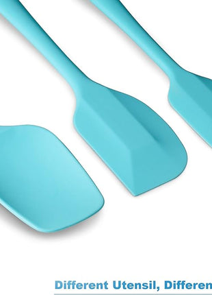 Silicone Spatula 3-piece Set, Ergonomic Handle High Heat-Resistant Spatulas, Non-stick Rubber Spatulas with Stainless Steel Core, Light Blue