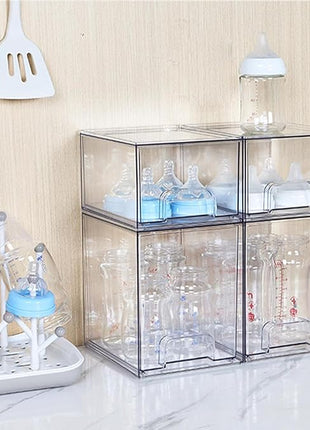 Vtopmart Stackable Storage Drawers Set of 5, Clear Plastic Organizer Bins for Beauty Supplies,Ideal for Vanity, Bathroom,Cabinet,Pantry Organization