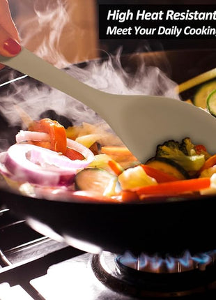 Upgrade Silicone Spatula Spoon Set,VOVOLY Heat Resistant Rubber Spoonula, Seamless Non-Stick Flexible Scrapers for Baking Mixing Tool,3 Pack, Kahki