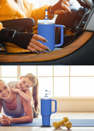 Silicone Spill Stopper Set Compatible with Stanley Cup 2.0 30oz & 40oz with Straw Cover (Set of 2, Iris)