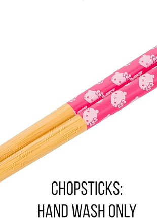 Silver Buffalo Sanrio Hello Kitty Strawberry Milk Pattern Ceramic Ramen Noodle Rice Bowl with Chopsticks, Microwave Safe, 20 Ounces