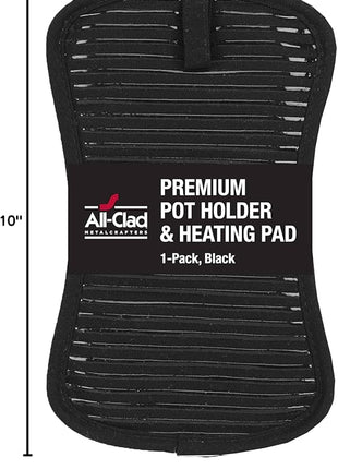 All-Clad Premium Pot Holder & Hot Pad: Heat Resistant to 500 Degrees - 100% Cotton, 10"x6.25" Hot Pad for Kitchen and Barbeque, (1-Pack), Black