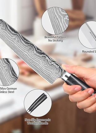 3 Piece Japanese Knife Set,Ultra Sharp Chef Knife Kitchen Cooking Knife Paring Knife German High Carbon Stainless Steel with Sheaths Wooden Handle for Home Outdoor Gift Idea